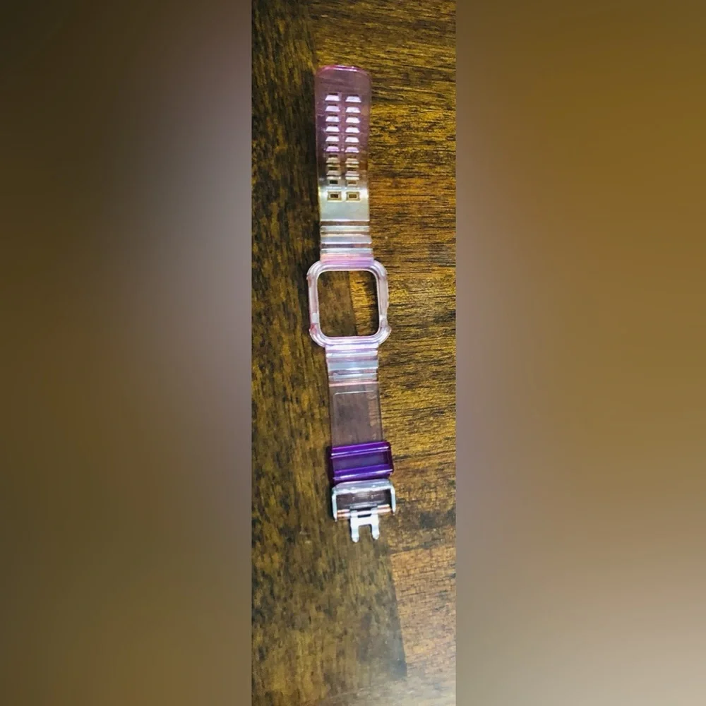 Transparent Pink and Purple Band+Bumper for Apple Watch.38mm 40mm 41mm